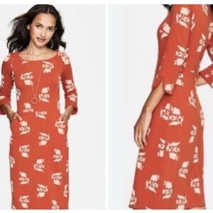 Boden Jessie Jersey Red-Orange Knit Pullover Dress With Pockets Size 8